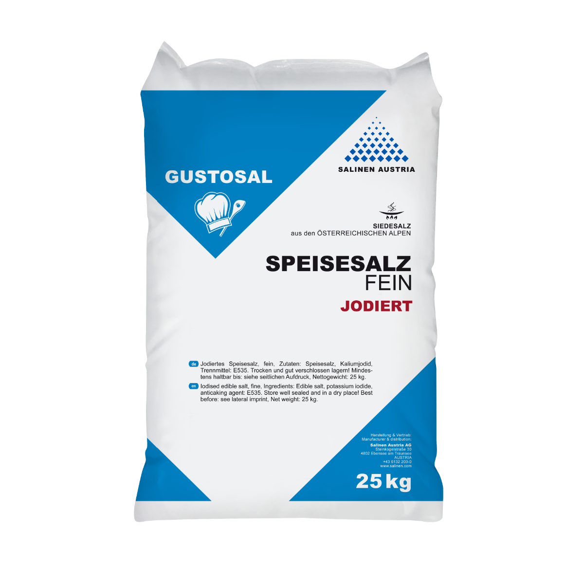 Gustosal Speisesalz fein jodiert 25 kg Sack